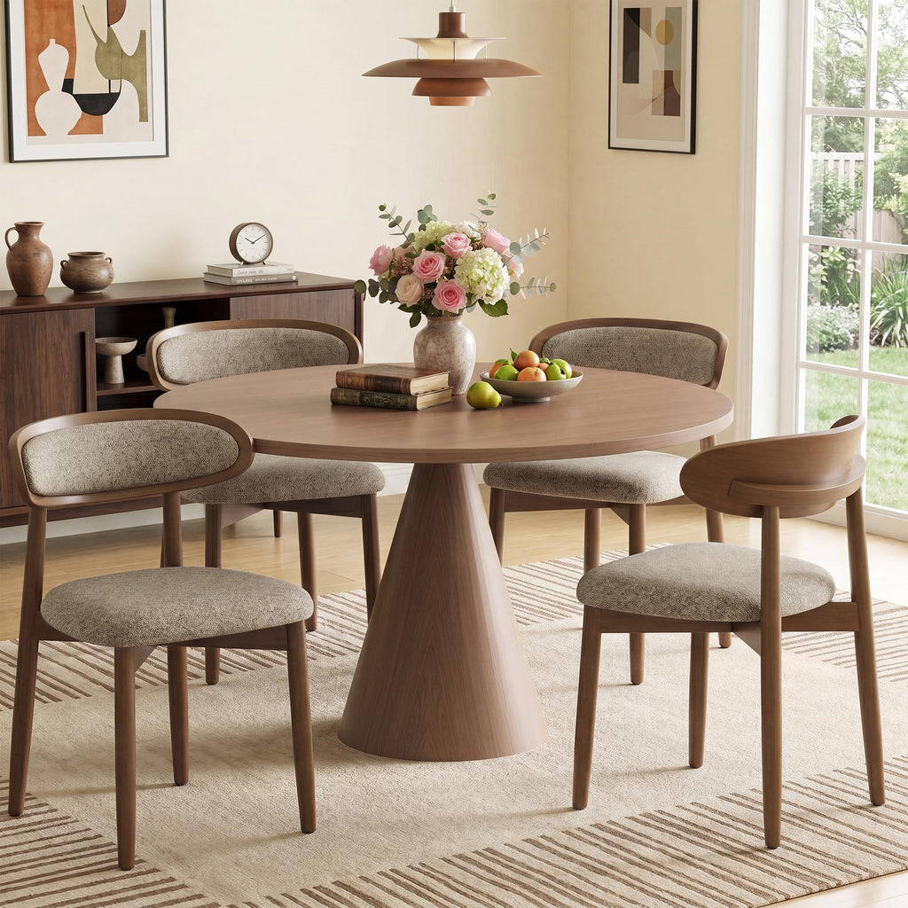 Wooden Dining Chairs set of 4, Farmhouse Dinner Chairs with Curved Back