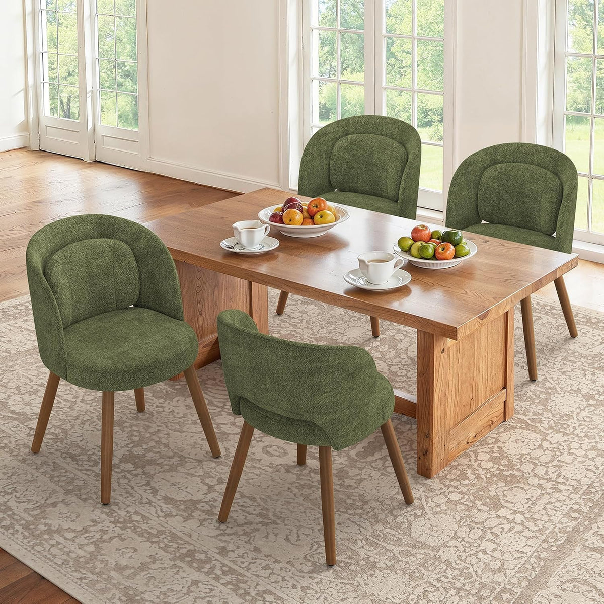 LUE BONA Dining Chairs Set of 4 with Lumbar Support, Green