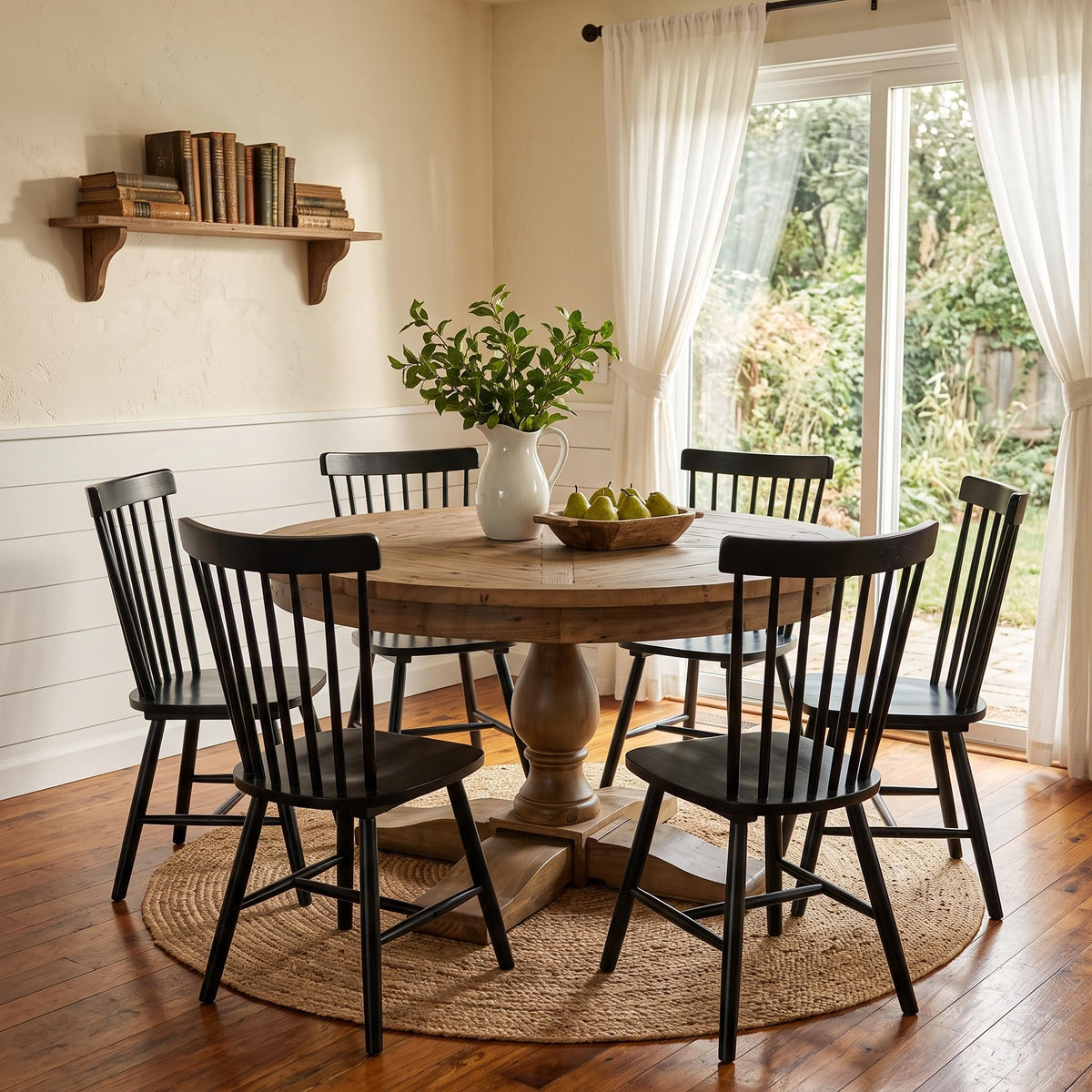 Windsor Dining Chairs Set of 6, Spindle Back Wooden Chairs