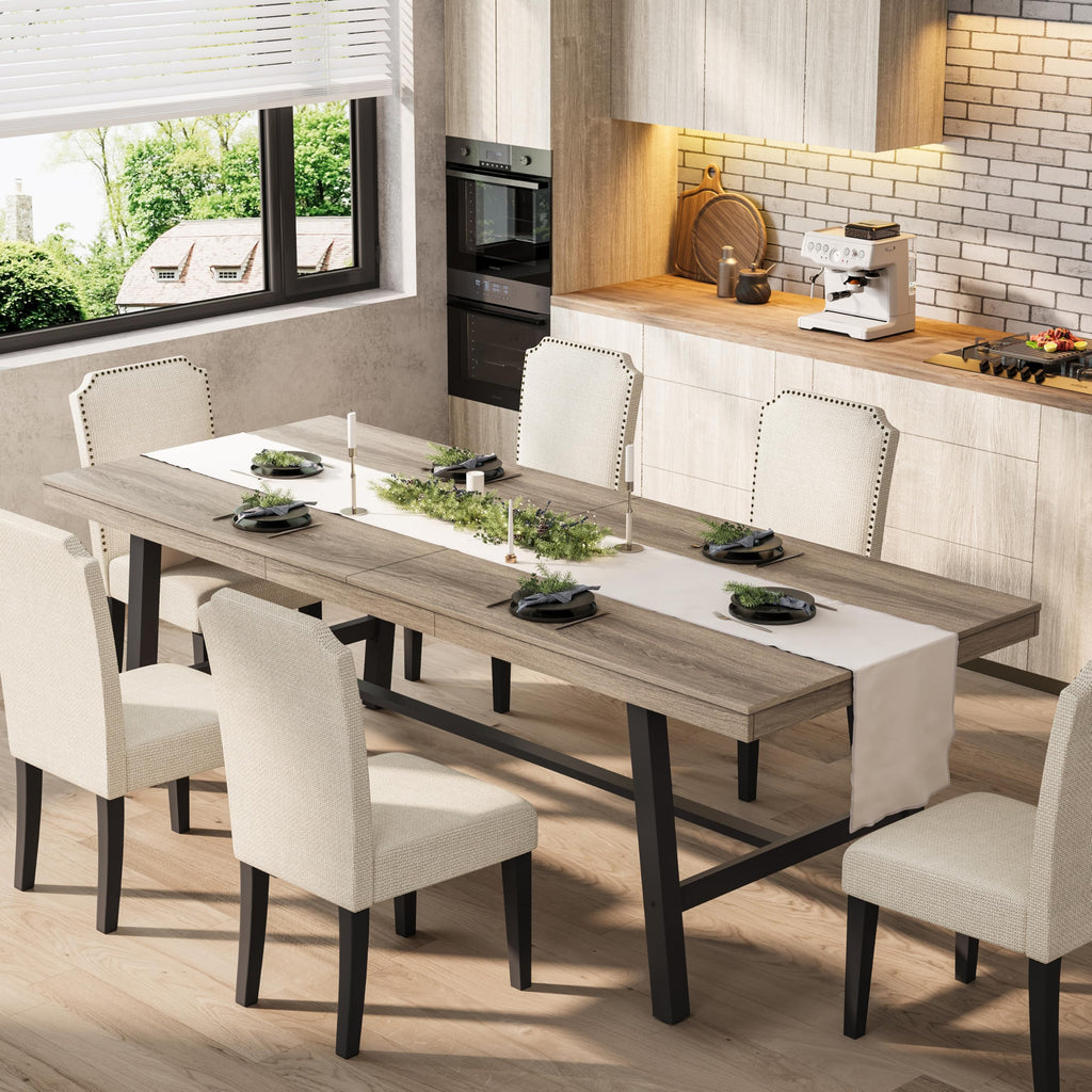 Garvee 79" Heavy Duty Kitchen Table, Rustic Dining Table, Brown