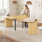 41 in-78 in Extendable Dining Room Table for 4-8, Round Expandable Kitchen Table with Fluted Base, Modern Oval Dinner Tables for Dining Room Kitchen Living Room (Black)