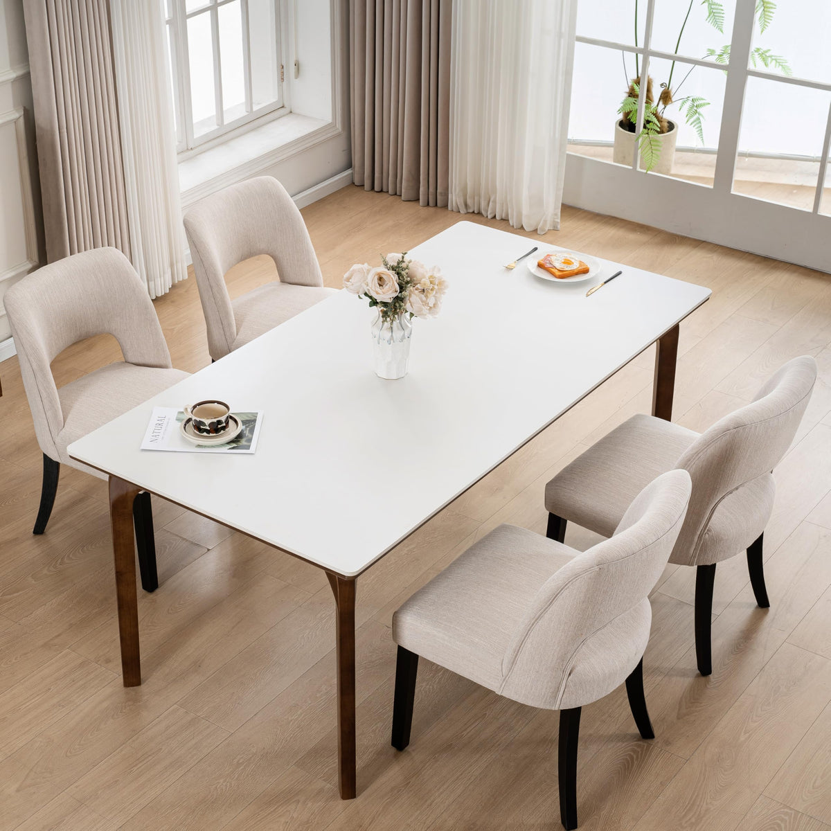 VKNOW Dining Chairs Set of 4, Fabric Dining Chairs, Green