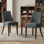 COLAMY Upholstered Dining Chairs Set of 6, Mid Century Modern Kitchen Chairs with Back, Farmhouse Fabric Side Dining Room Chairs with Wood Legs for Dining Room Restaurant, Brown