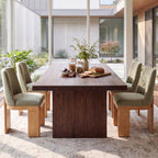 RIVOVA Upholstered Dining Chairs Set of 4, Modern Wooden Dining Room Chair Linen Fabric Kitchen Chairs Farmhouse Dinner Chair with Hardwood Frame, Beige