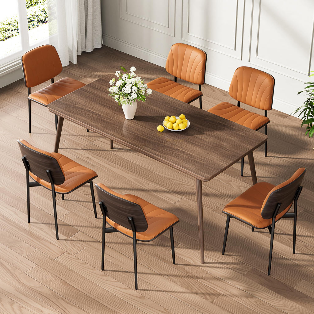 REONEY Dining Chairs Set of 2, Mid-Century Modern Kitchen Chairs, Black