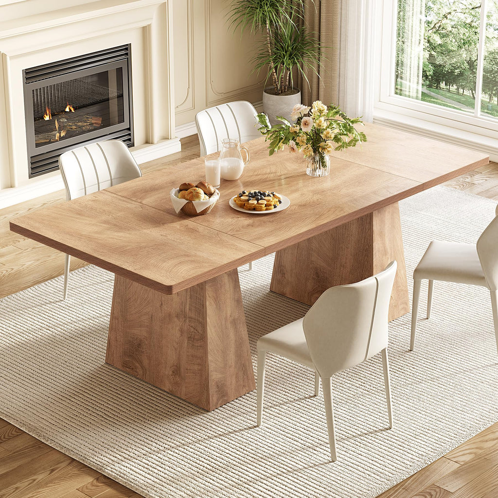 Rectangle Dining Table for 4-6 People,Wooden Table with Heavy Duty Legs
