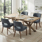 keoni Wooden Dining Chairs Set of 4 with Black Rubberwood Legs and Backrest
