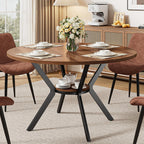 IRONCK Round Dining Table for 4, 43" Farmhouse Kitchen Table with Storage