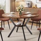 IRONCK Round Dining Table for 4, 43" Farmhouse Kitchen Table with Storage