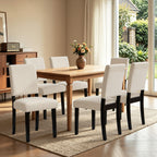 CHUN YI Dining Chairs Set of 4, Upholstered Dining Room Chairs, Modern Farmhouse Parsons Chairs with Solid Wood Legs & Fabric Padded Seat for Kitchen/Living Room/Restaurant, Beige