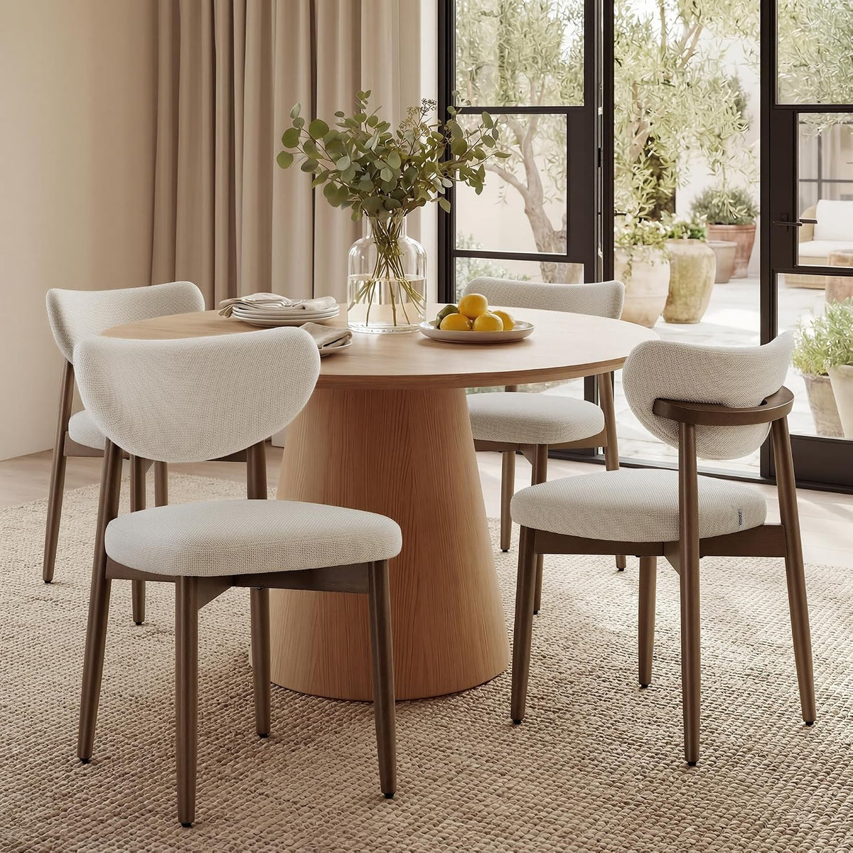 VASAGLE Wooden Dining Chairs Set of 4, Upholstered Kitchen Chairs