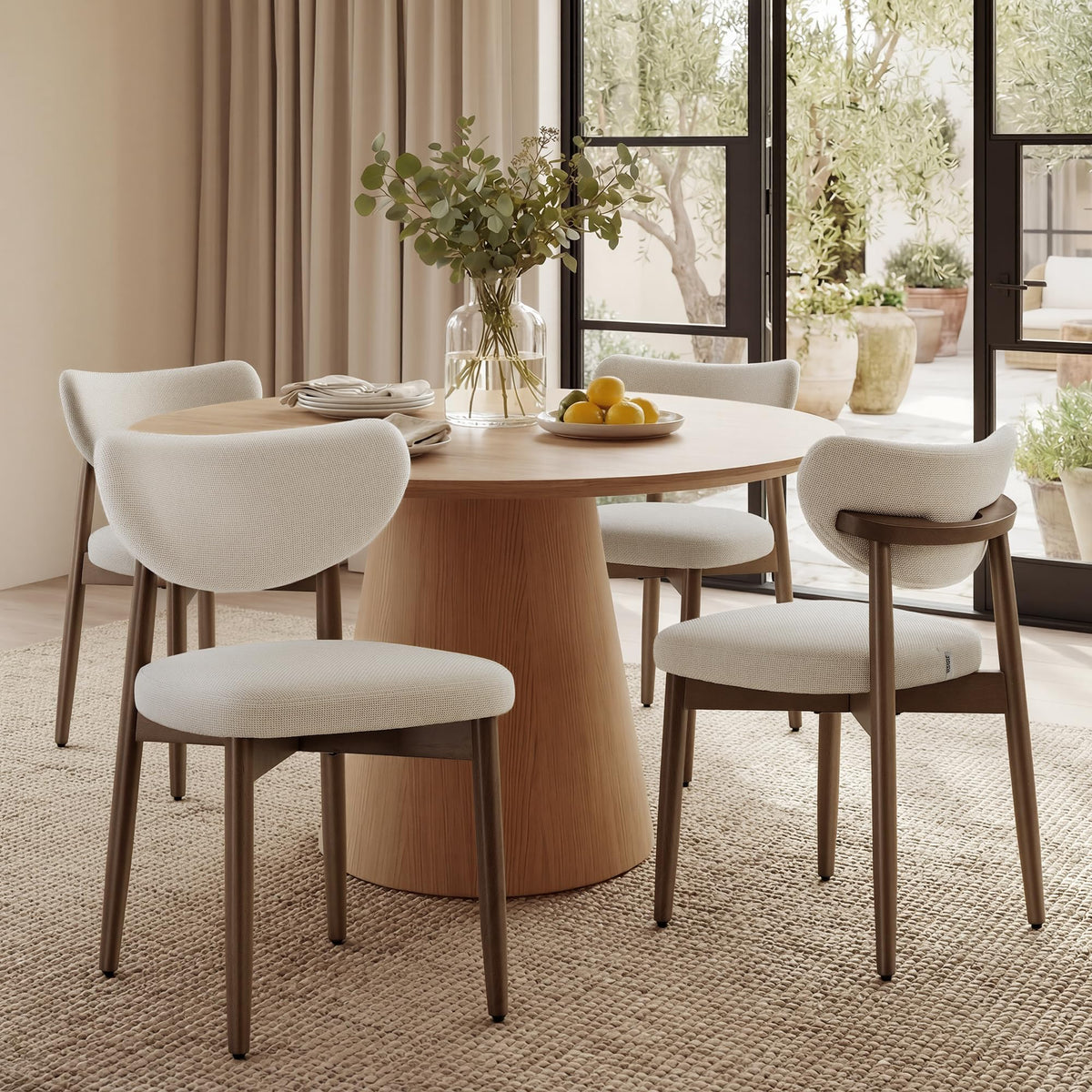 VASAGLE Wooden Dining Chairs Set of 2, Upholstered Kitchen Chairs