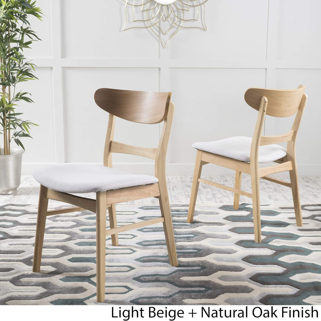 Christopher Knight Home Idalia Dining Chairs, 2-Pcs Set, Light Beige / Oak Finish