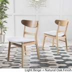 Christopher Knight Home Idalia Dining Chairs, 2-Pcs Set, Light Beige / Oak Finish