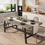 GarveeHome Industrial Dining Table for 6-8 People, 70.87" Long Large Kitchen Table with Sturdy Metal Frame, Rectangular Counter for Dinner, Kitchen, Dining Room (Natural, 71" Non-extendable)