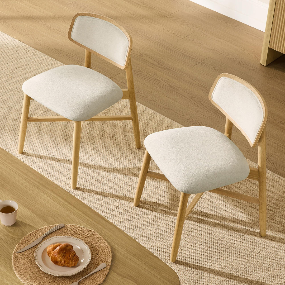 CHITA Soild Wood Dining Chairs Set of 4, Oak Wood Kitchen Chairs, Walnut