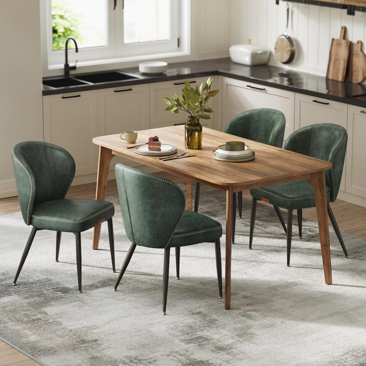 VASAGLE Dining Chairs Set of 2, Upholstered Kitchen Chairs