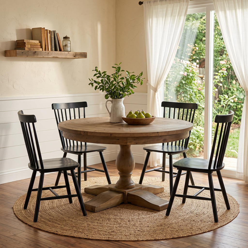 Windsor Dining Chairs Set of 6, Spindle Back Wooden Chairs