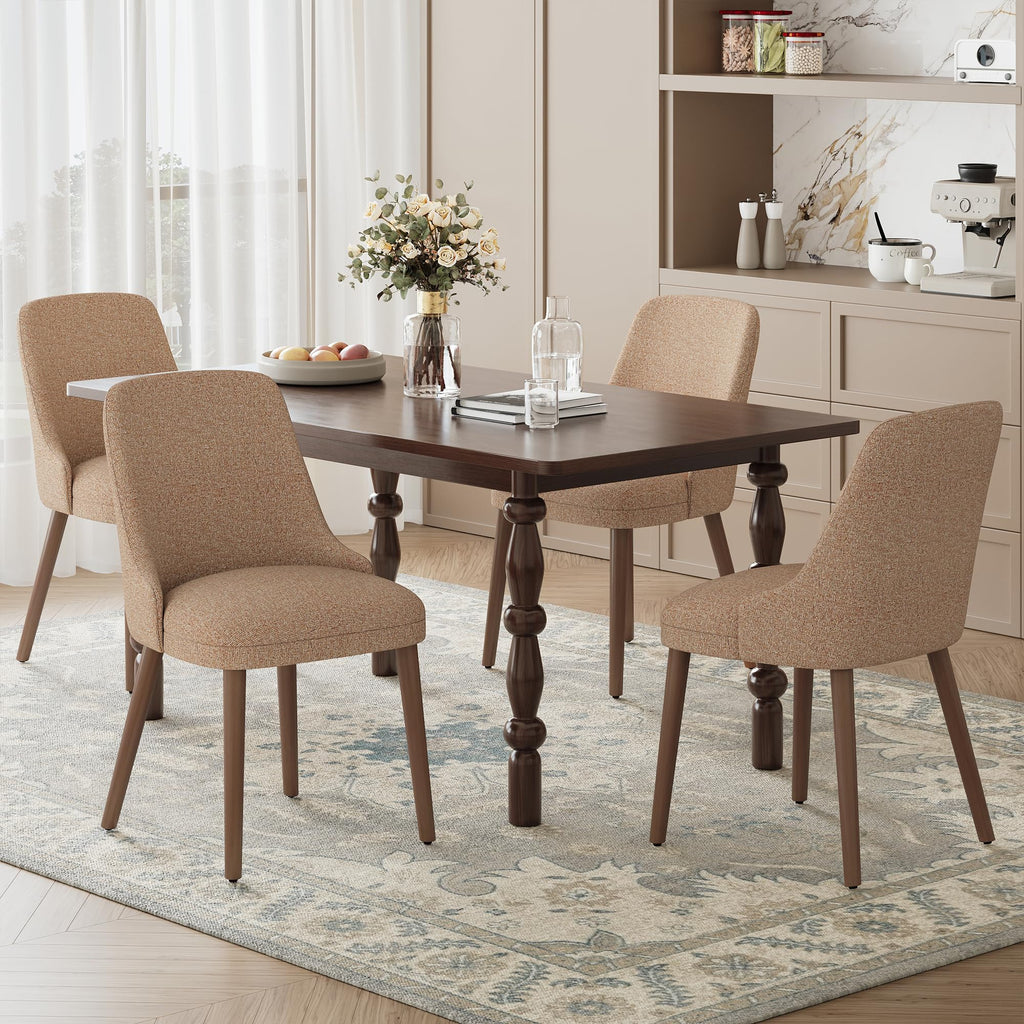 MALOL Upholstered Dining Chairs Set of 4 with High-Back, Beige
