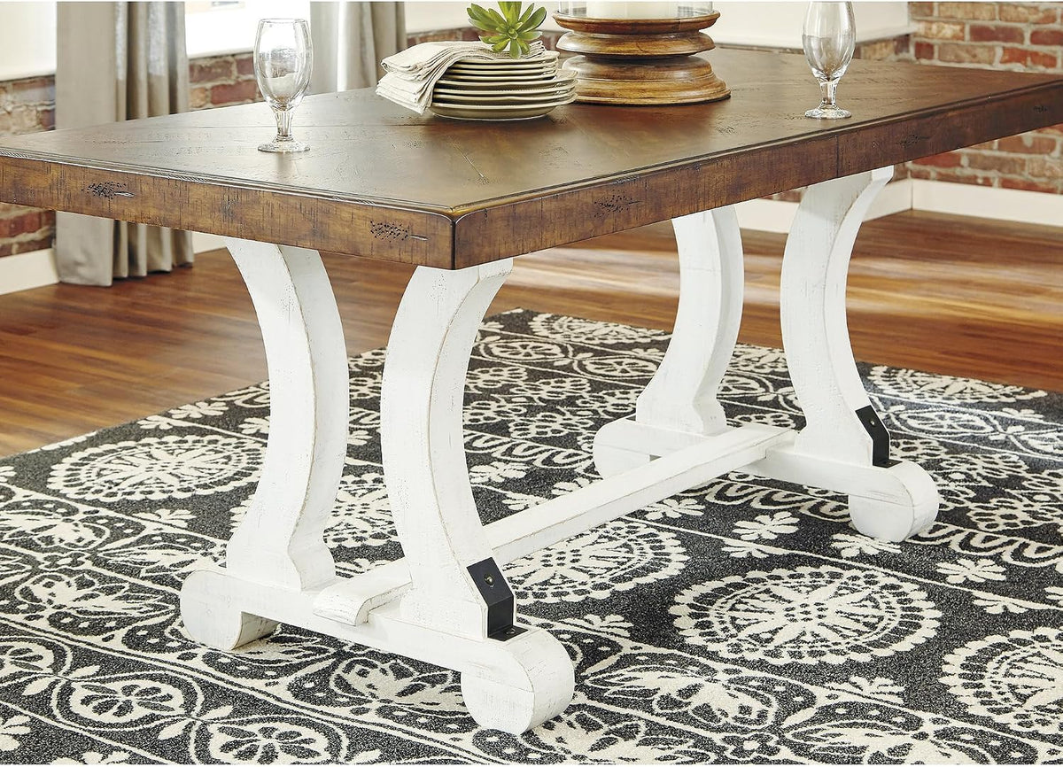 Signature Design by Ashley Valebeck 1-Piece Dining Table, Farmhouse Trestle