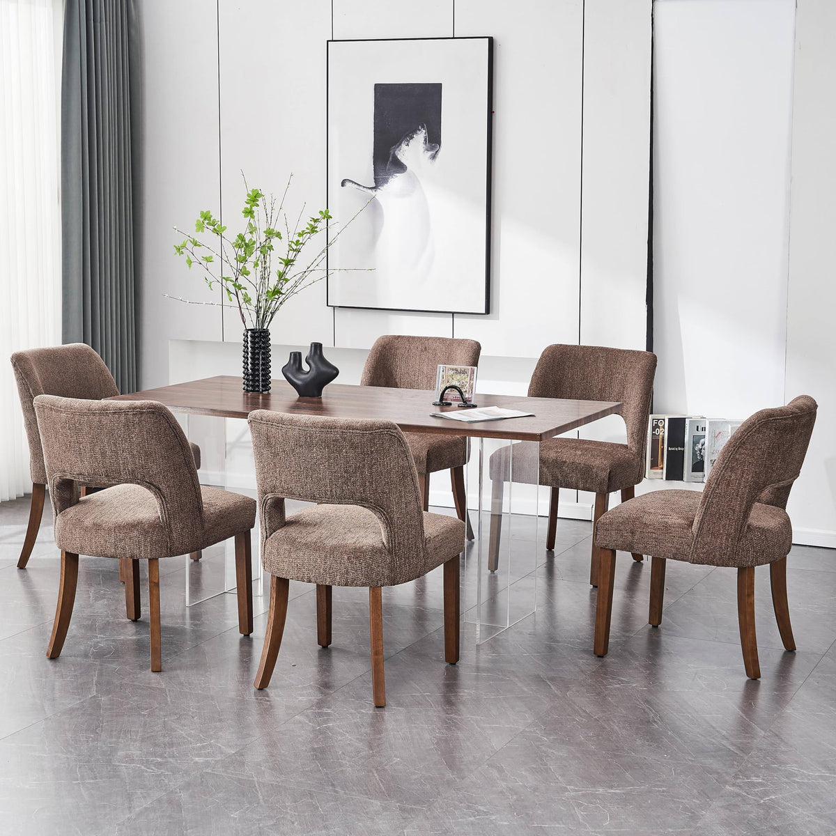VKNOW Dining Chairs Set of 4, Fabric Dining Chairs, Green