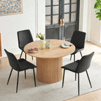 PU Leather Dining Chairs Set of 4, Modern Armless Dining Room Chairs, Comfy Upholstered Kitchen Chairs with Backrest, Black Metal Legs for Living Room, Dinning Room, Beige