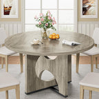 IRONCK 47" Round Dining Table for 4 with Pedestal Base, Gray