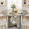 IRONCK 47" Round Dining Table for 4 with Pedestal Base, Gray