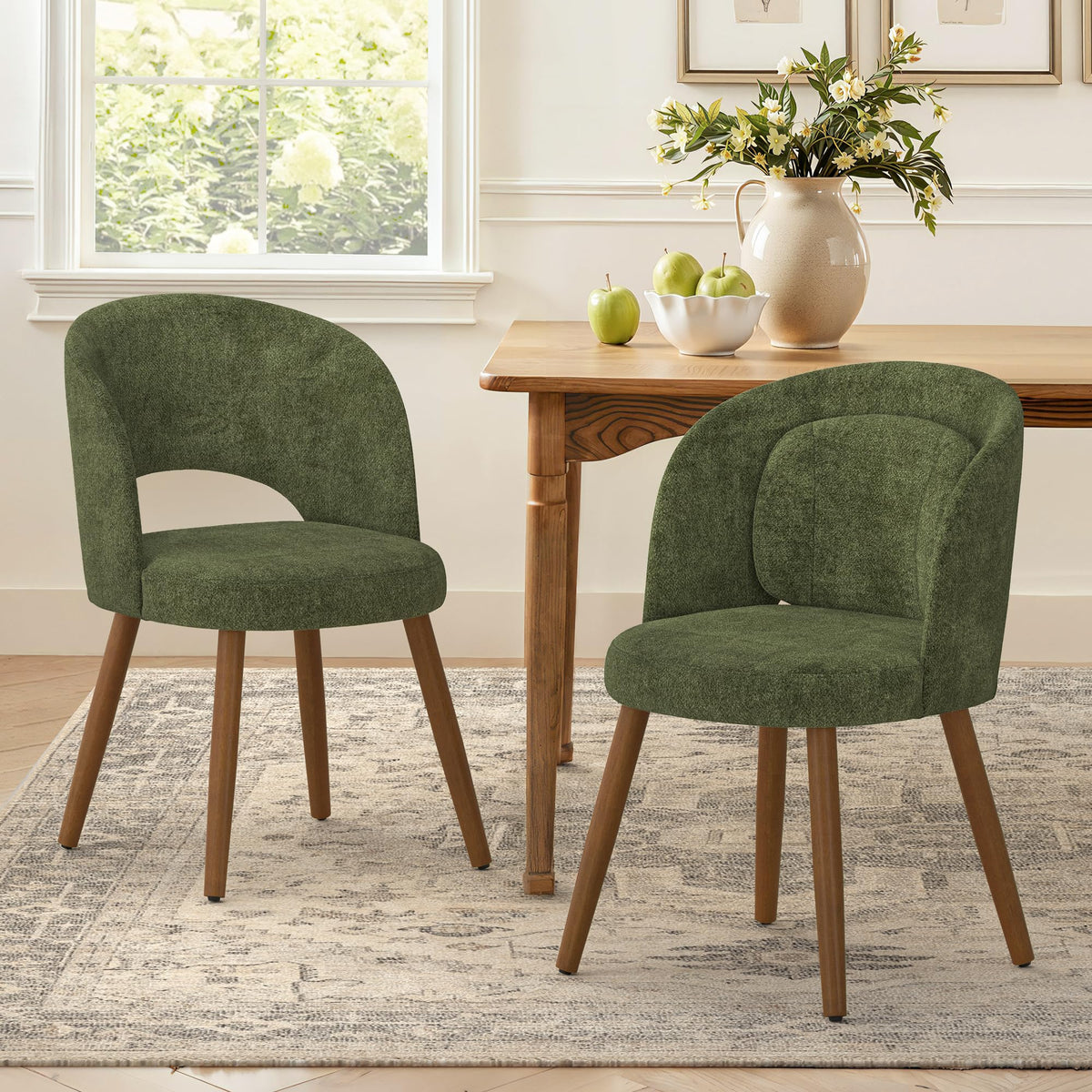 LUE BONA Dining Chairs Set of 4 with Lumbar Support, Green
