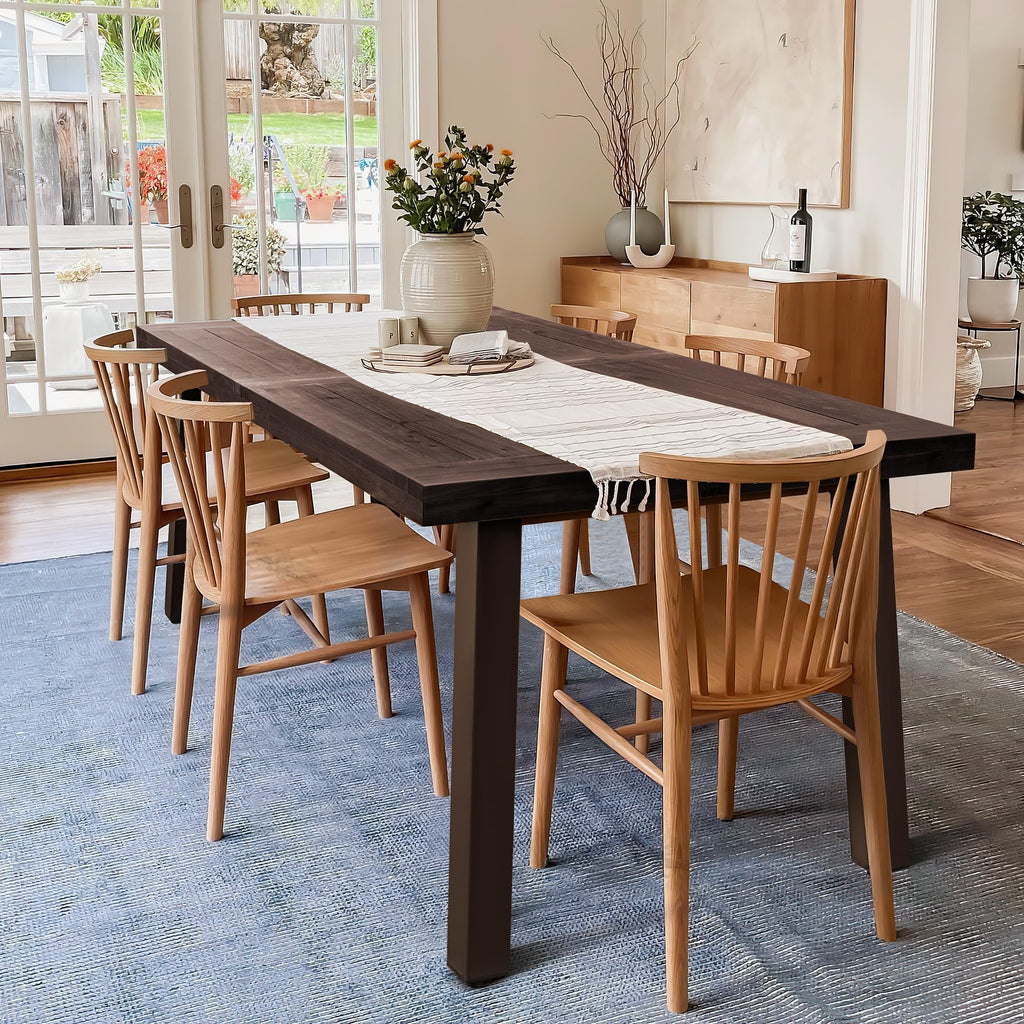 Devoko 6 Person Acacia Wood Dining Table for Kitchen,Natural