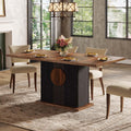 Tribesigns 55" Rectangular Dining Table for 4 to 6 People, Farmhouse Wood Dinner Table for Kitchen, Dining Room & Living Room, Oak Brown & White