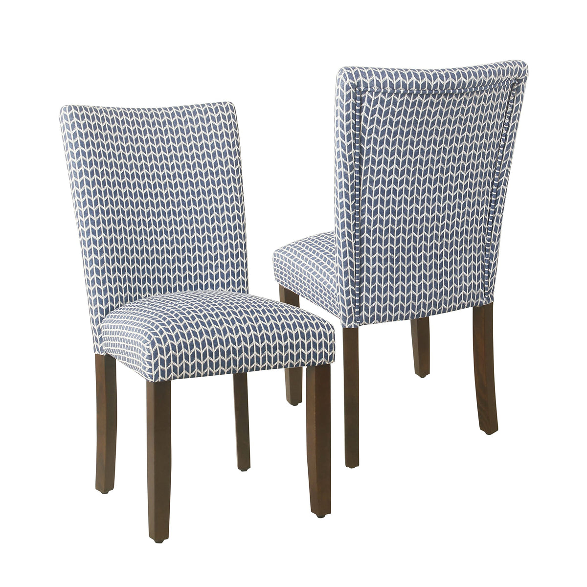 HomePop Parsons Classic Upholstered Accent Dining Chair, Set of 2, Suri Blue