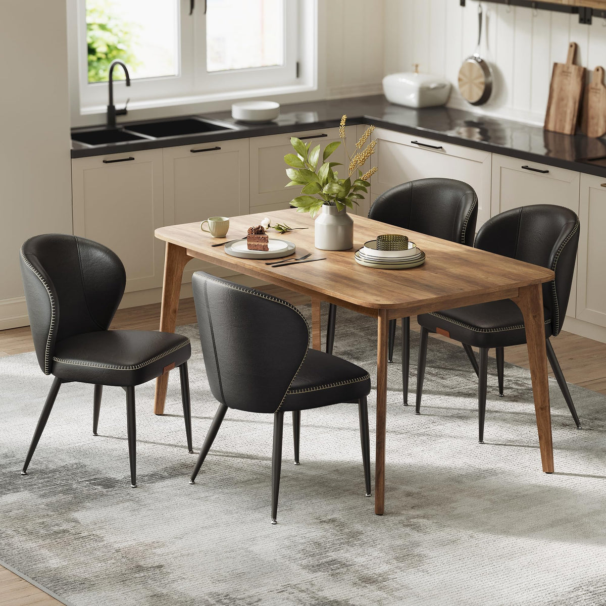 VASAGLE Dining Chairs Set of 2, Upholstered Kitchen Chairs