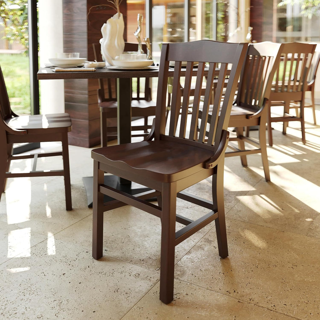 Flash Furniture Hercules Wood School House Back Restaurant Chair, Walnut