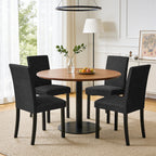 CHUN YI Dining Chairs Set of 4, Upholstered Dining Room Chairs, Modern Farmhouse Parsons Chairs with Solid Wood Legs & Fabric Padded Seat for Kitchen/Living Room/Restaurant, Beige