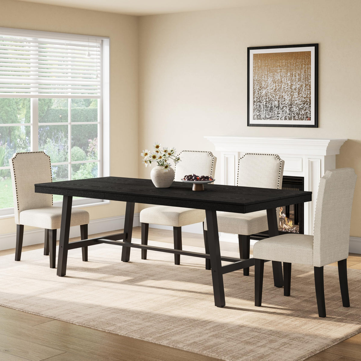 GarveeHome Industrial Dining Table for 6-8 People, 70.87" Long Large Kitchen Table with Sturdy Metal Frame, Rectangular Counter for Dinner, Kitchen, Dining Room (Natural, 71" Non-extendable)