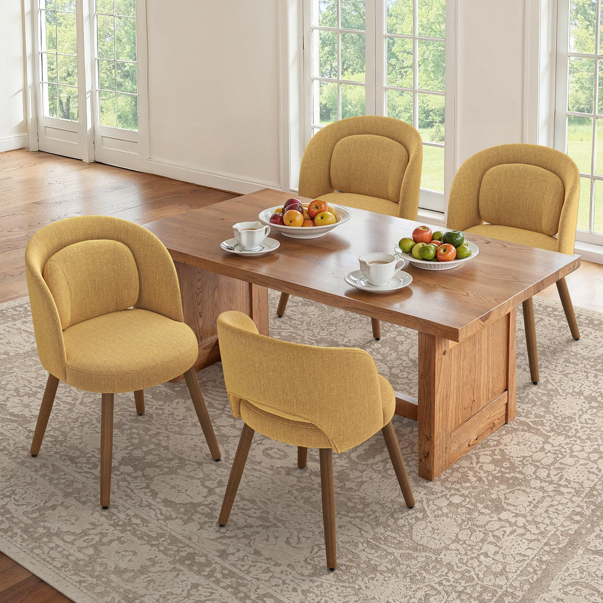 LUE BONA Dining Chairs Set of 4 with Lumbar Support, Green