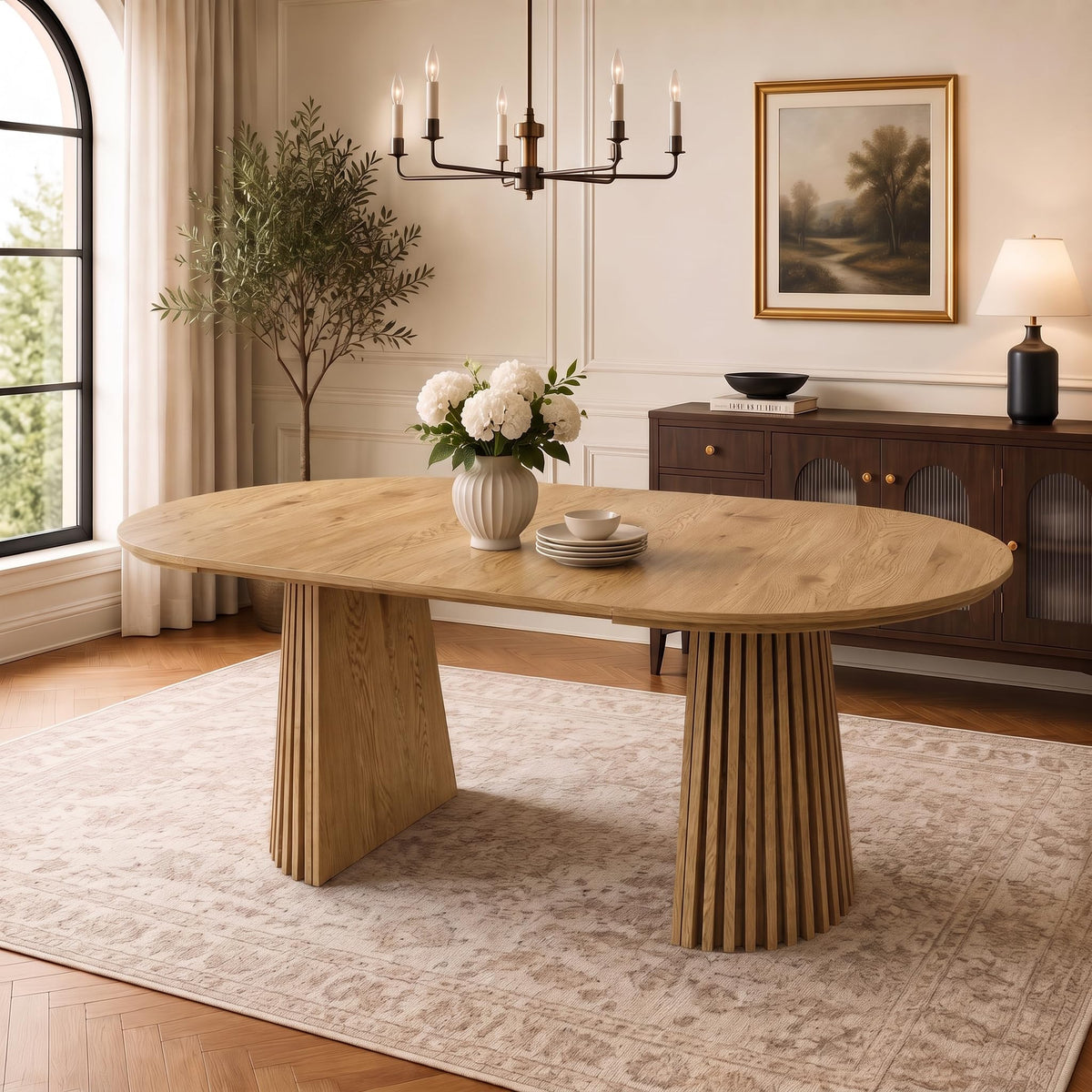 40"-71" Expandable Dining Table for 4 6 8 with Slatted Table Legs