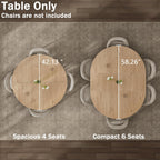 42"-58" Extendable Round Dining Table for 4-6, Kitchen Oval Table with Built-in Flip Leaf & Storage Shelf, Space Saving Modern Design with Sturdy Metal Legs for Kitchen, Living Room & Small Apartments
