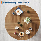 IDEALHOUSE 47" Round Dining Table for 4-6, Farmhouse Wood Kitchen Table