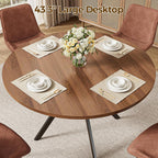 IRONCK Round Dining Table for 4, 43" Farmhouse Kitchen Table with Storage