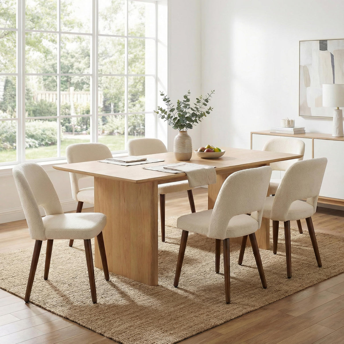Usaint Wooden Dining Chairs Set of 4, Fabric Dining Room Chairs, Green