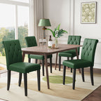 Welzona Upholstered Dining Chairs Set of 4, Button Tufted Parsons Dining Chair with Solid Wood Legs, Modern Fabric Side Chair for Dining Room/Kitchen/Restaurant/Hotel- Black