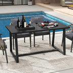 GIANTEX 63" Large Dining Table for 4-6, Mid-Century Kitchen Table w/Heavy-Duty Metal Frame & Anti-Slip Foot Pads, Rectangular Dinner Table for Dining Room Living Room (Rectangular, Black)