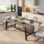 GarveeHome 63-83" Extendable Dining Table, Industrial Rectangular Dining Room Table for 6-8 People, Expandable Kitchen Table with Heavy Duty Metal Frame for Dining Room, Kitchen & Parties, Rustic Pear