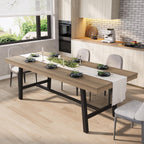 GarveeHome 63-83" Extendable Dining Table, Industrial Rectangular Dining Room Table for 6-8 People, Expandable Kitchen Table with Heavy Duty Metal Frame for Dining Room, Kitchen & Parties, Rustic Pear