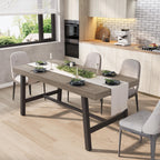 GarveeHome Industrial Dining Table for 6-8 People, 70.87" Long Large Kitchen Table with Sturdy Metal Frame, Rectangular Counter for Dinner, Kitchen, Dining Room (Natural, 71" Non-extendable)
