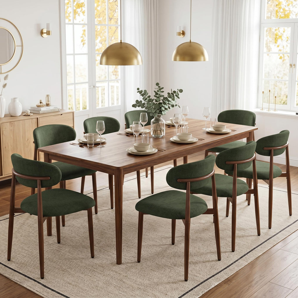 UVV Dining Chairs Set of 4, Metal Kitchen Chairs with Modern Fabric Upholstered for Dining Room, Beige