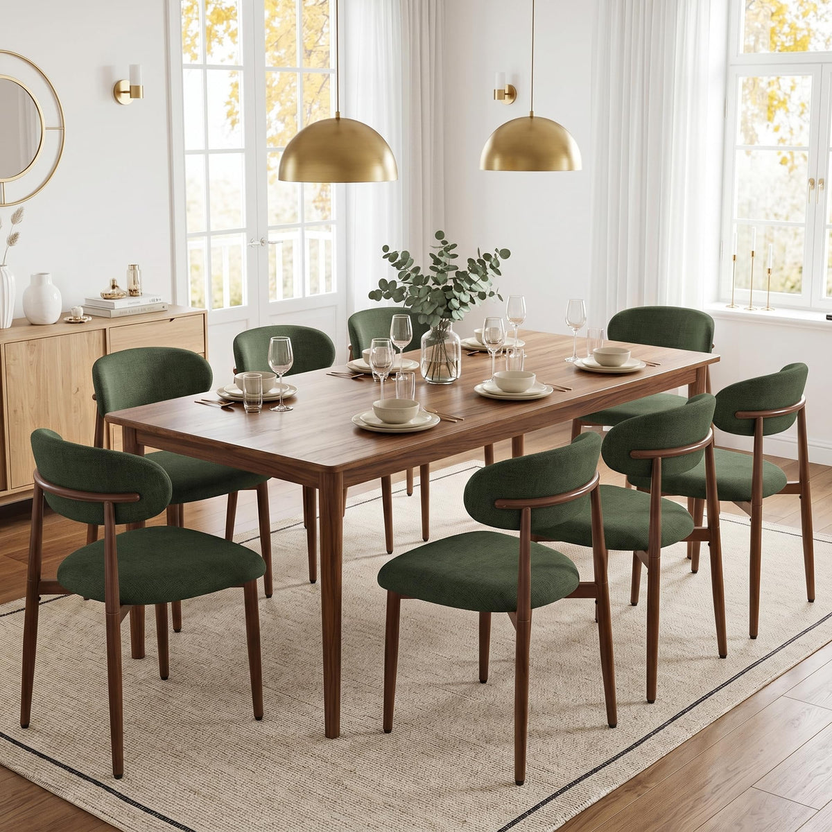 UVV Dining Chairs Set of 4, Metal Kitchen Chairs with Modern Fabric Upholstered for Dining Room, Beige