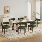 Wooden Dining Chairs Set of 2, Upholstered Kitchen Chairs with Solid Wood Legs, Mid Century Dining Room Chair with Ergonomic Curved Backrest for Kitchen Dining Vanity, Green